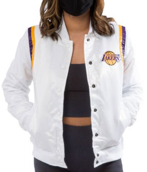 Starter Lakers Los Angeles Bomber Satin Jacket - Image 4