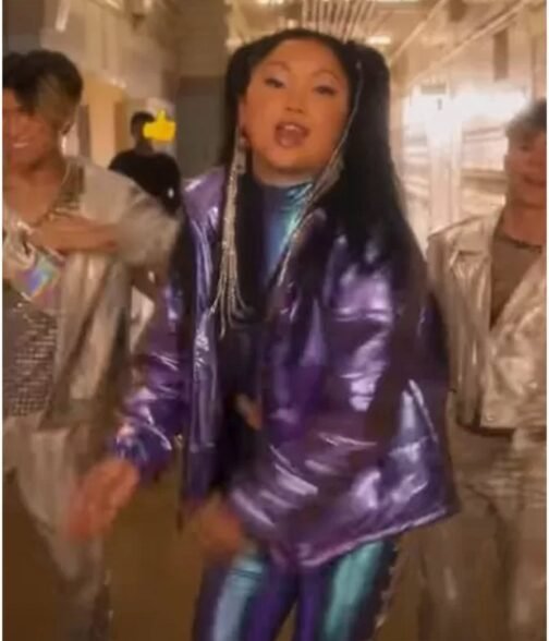 Boo Bitch Lana Condor Purple Puffer Jacket - Image 5