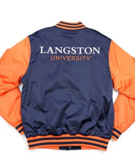 Langston University Navy and Orange Baseball Jacket