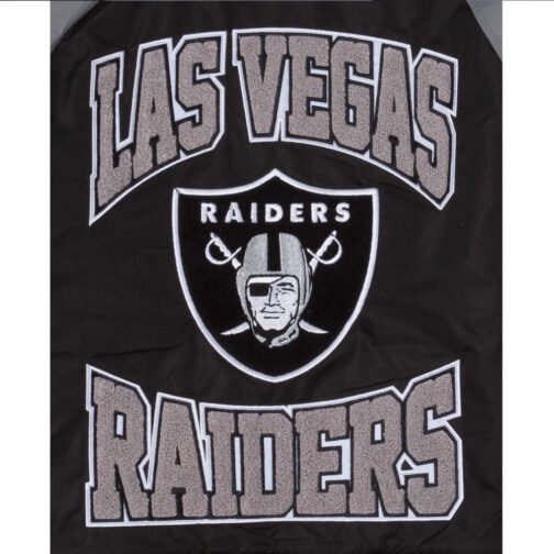 Las Vegas Raiders Black and Gray Throwback Jacket - Image 3