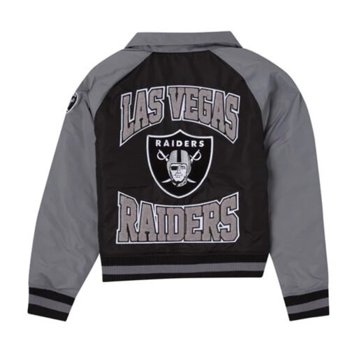 Las Vegas Raiders Black and Gray Throwback Jacket - Image 2
