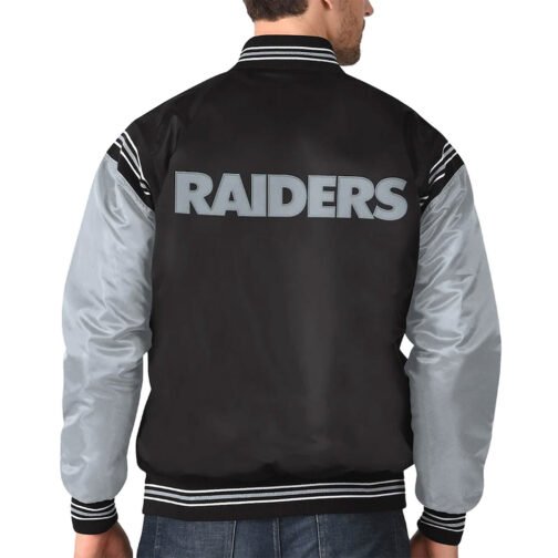 Las Vegas Raiders Enforcer Black/Grey Satin Jacket - Image 4