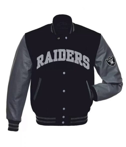 Las Vegas Raiders Grey/Black Letterman Jacket