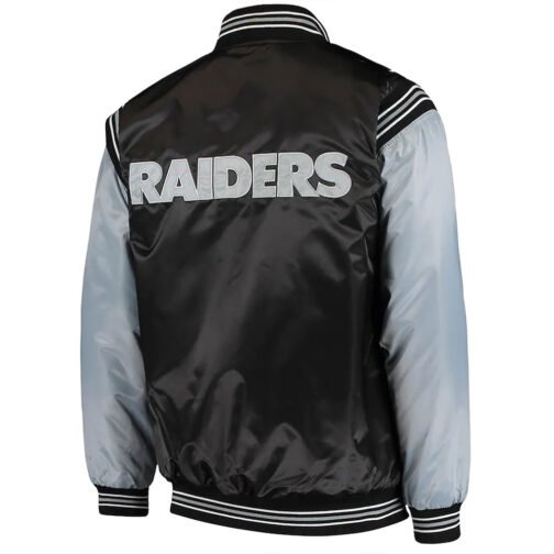 Las Vegas Raiders Enforcer Black/Grey Satin Jacket - Image 2