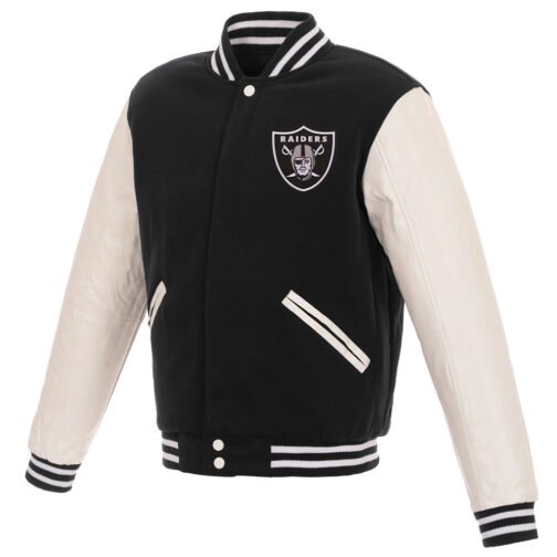 Las Vegas Raiders Varsity Black and White Jacket