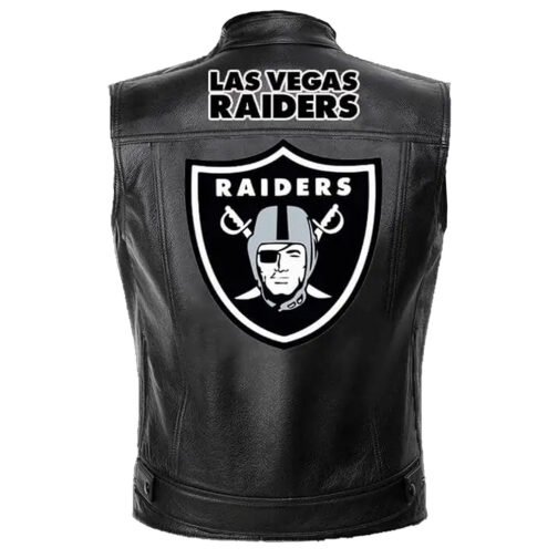 Las Vegas Raiders Black Leather Vest - Image 2