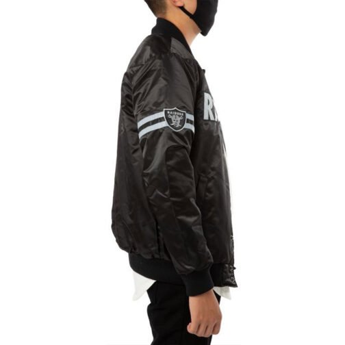 Las Vegas Raiders Striped Black Satin Jacket - Image 4