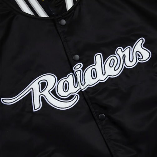Las Vegas Raiders Gray and White Rib Bomber Black Jacket - Image 4
