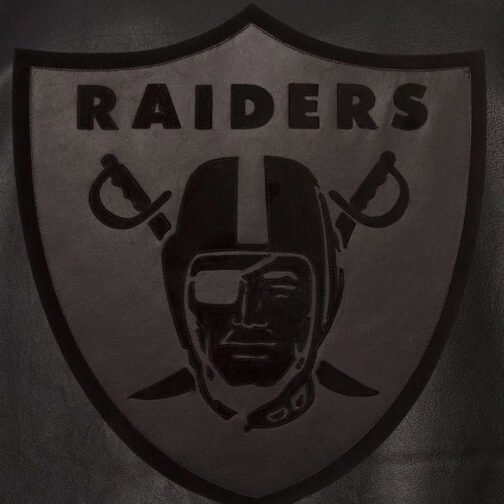 Las Vegas Raiders Black Tonal Leather Jacket - Image 3