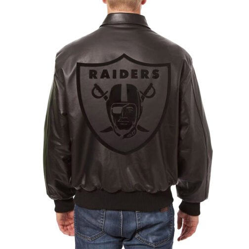 Las Vegas Raiders Black Tonal Leather Jacket - Image 2