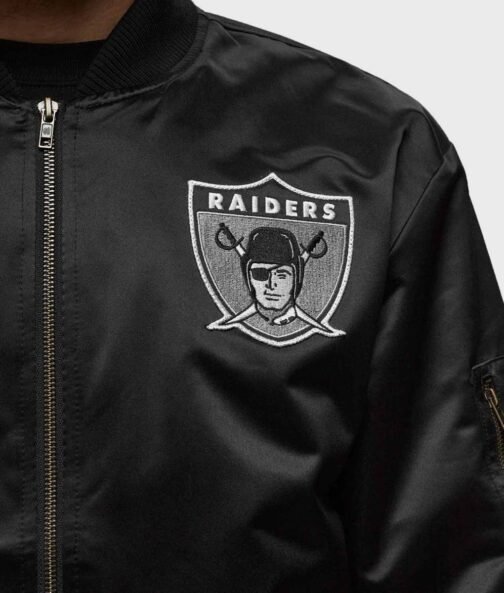 Las Vegas Raiders Bomber Black Lightweight Satin Jacket - Image 4