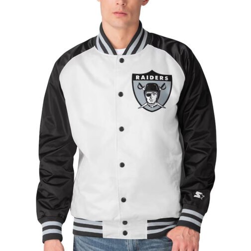 White/Black Las Vegas Raiders Clean Up Throwback Jacket - Image 3