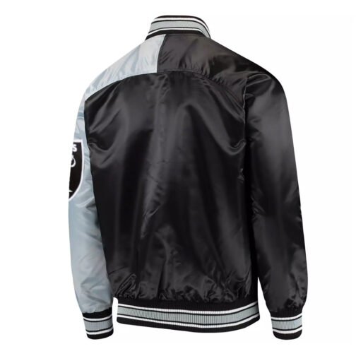 Endzone Las Vegas Raiders Black and Gray Satin Jacket - Image 2