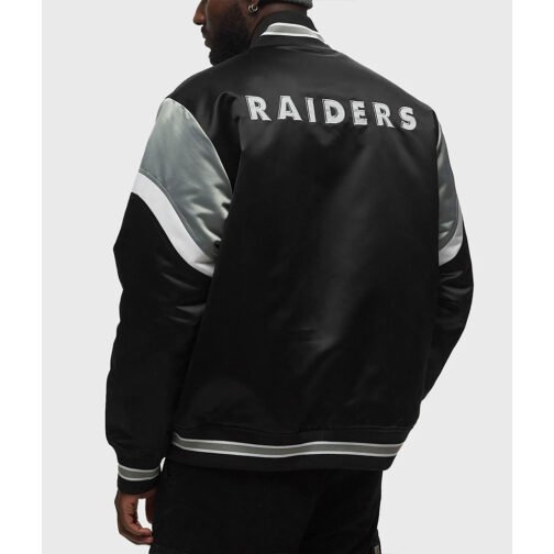 Las Vegas Raiders Heavyweight Black Satin Jacket - Image 3