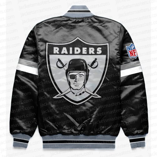 Las Vegas Raiders Home Game Black Satin Jacket - Image 2