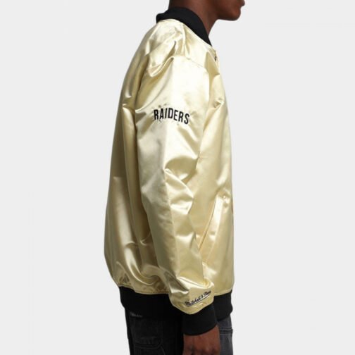 Las Vegas Raiders Lightweight Gold Satin Jacket - Image 5