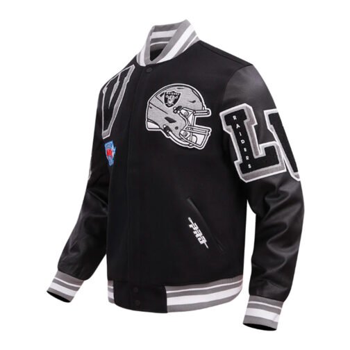 Las Vegas Raiders Mashup Classic Rib Varsity Jacket - Image 3