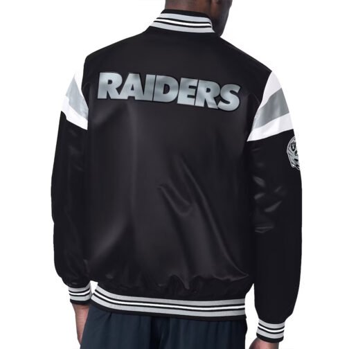 Las Vegas Raiders Midweight Black Satin Jacket - Image 2