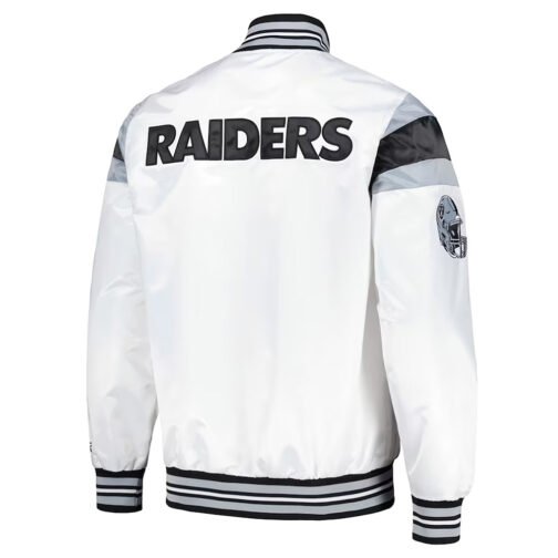 Las Vegas Raiders Midweight White Satin Jacket - Image 2