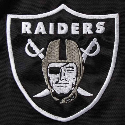 Black/Silver Las Vegas Raiders Prime Time Varsity Satin Jacket - Image 5