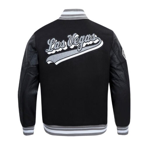 Las Vegas Raiders Script Tail Classic Rib Varsity Jacket - Image 2