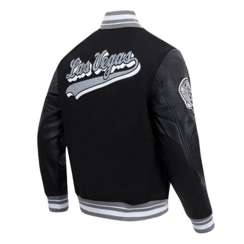 Las Vegas Raiders Script Tail Classic Rib Varsity Jacket - Image 4