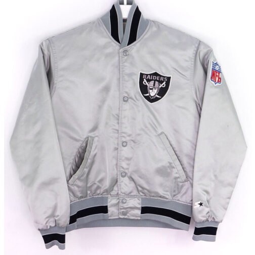 Las Vegas Raiders 80’s Silver Satin Jacket