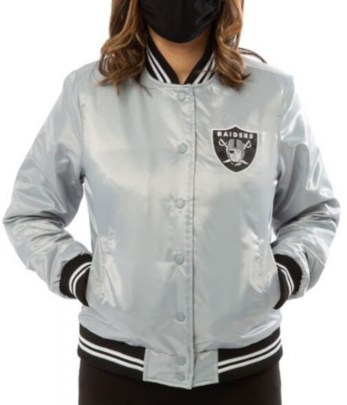 Women’s Raiders Las Vegas Satin Starter Jacket - Image 2