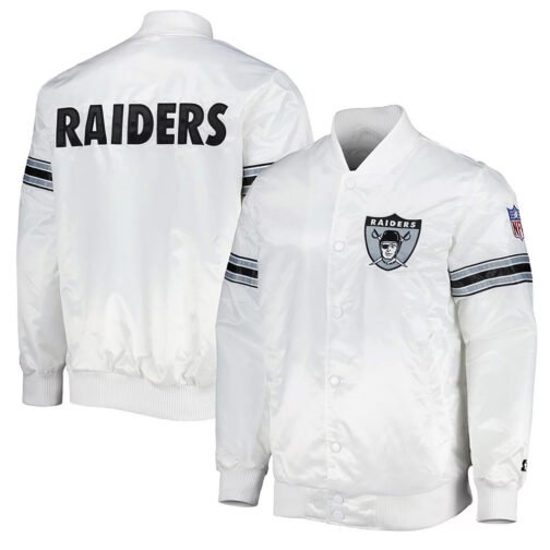 White The Power Forward Las Vegas Raiders Satin Full-Snap Jacket - Image 3