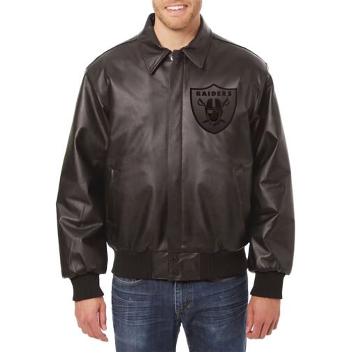 Las Vegas Raiders Black Tonal Leather Jacket