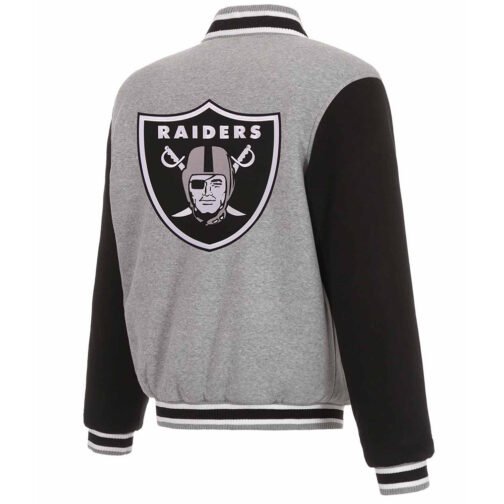 Las Vegas Raiders Varsity Black and Gray Wool Jacket - Image 2