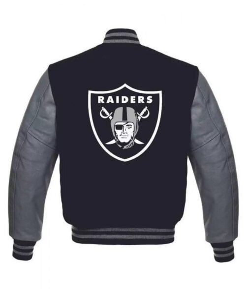 Las Vegas Raiders Grey/Black Letterman Jacket - Image 2