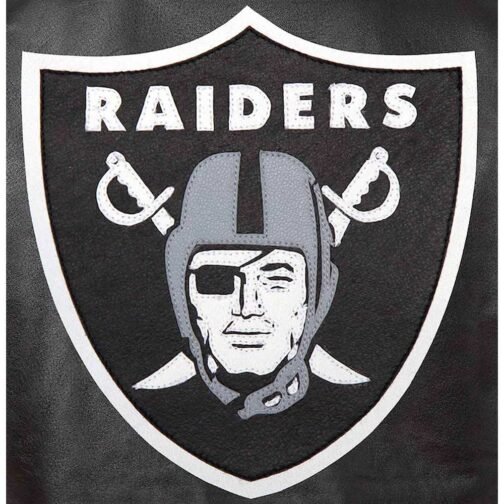 Las Vegas Raiders Varsity Black Leather Jacket - Image 3