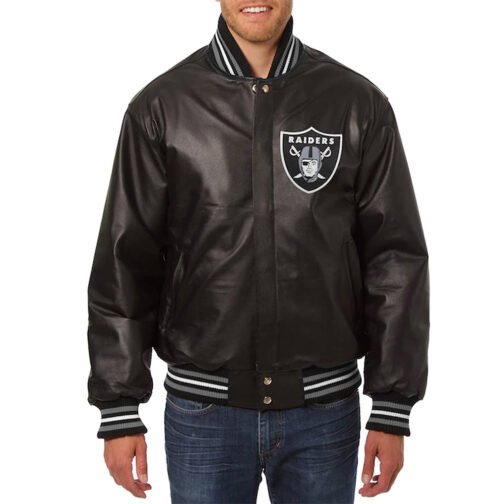 Las Vegas Raiders Varsity Black Leather Jacket