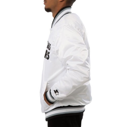 A Stars Las Vegas Raiders White Satin Jacket - Image 4