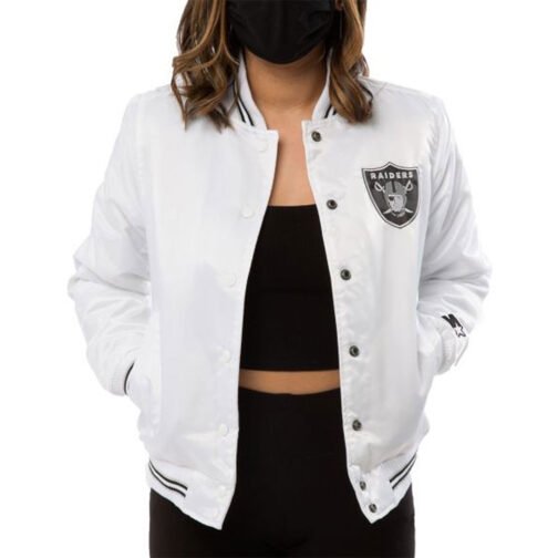 Women’s Raiders Las Vegas Satin Starter Jacket - Image 9