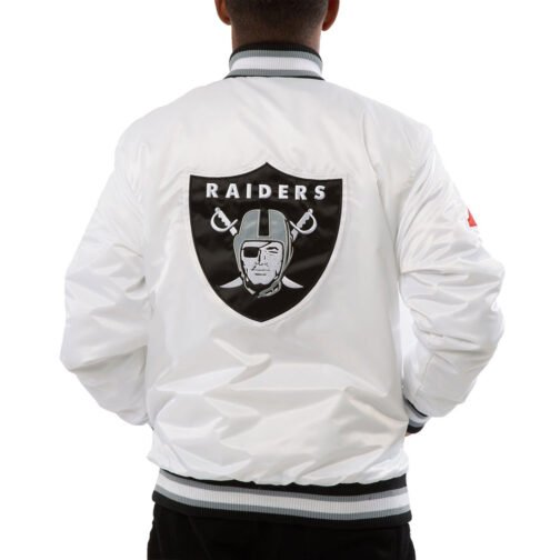 A Stars Las Vegas Raiders White Satin Jacket - Image 2