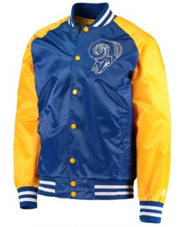 Royal/Gold LA Rams Lead-Off Satin Varsity Jacket
