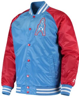 Tennessee Titans Lead Off Varsity Light Blue/Red Satin Jacket
