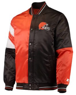 Cleveland Browns Leader Varsity Brown/Orange Satin Jacket