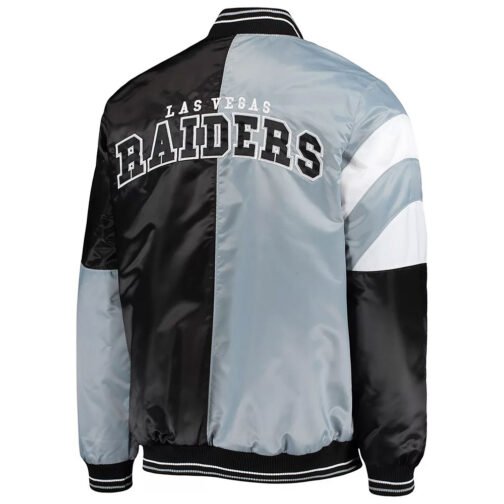 Leader Las Vegas Raiders Black and Silver Satin Jacket - Image 2
