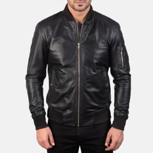 Bomber Black Leather MA-1 Jacket