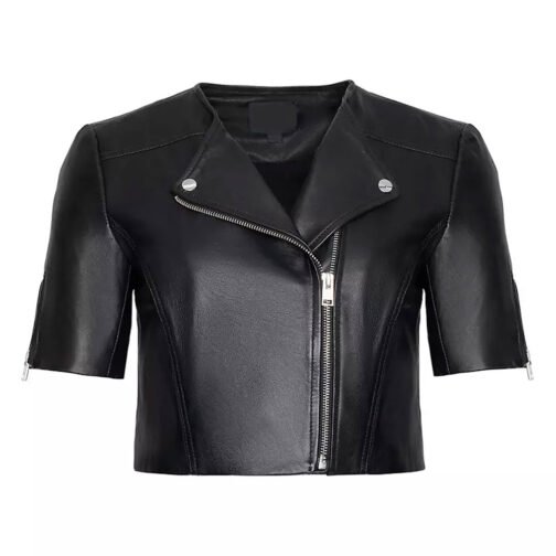Women’s Short Sleeve Leather Jacket