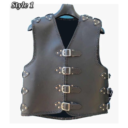 Buckle Club Motorcycle Black Leather Vest