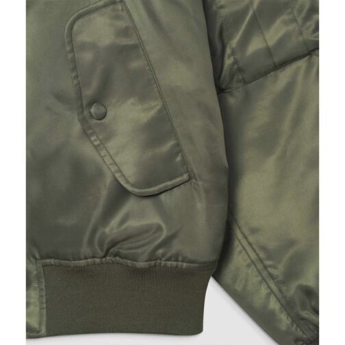Women’s Leon Army Green Bomber Jacket - Image 4