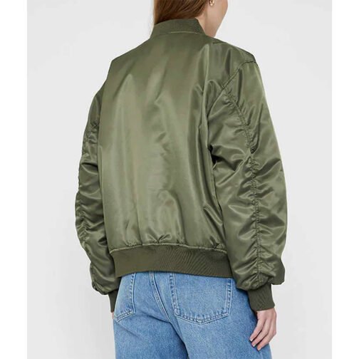 Women’s Leon Army Green Bomber Jacket - Image 2