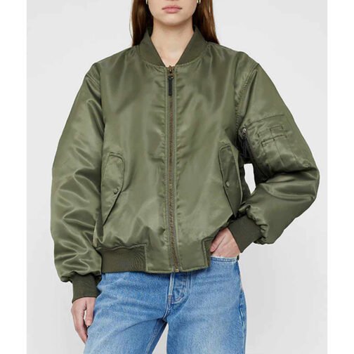 Women’s Leon Army Green Bomber Jacket