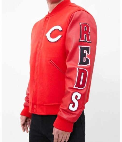 Letterman Cincinnati Reds Wool/Leather Red Jacket - Image 6