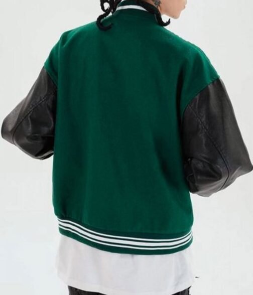 Skeleton Bad To The Bone Patchwork Varsity Wool/Leather Jacket - Image 11