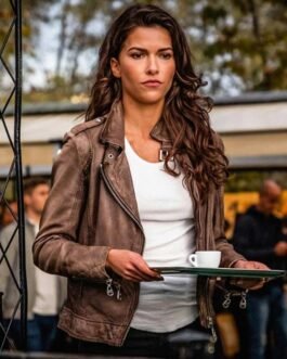 Blood & Treasure Sofia Pernas Biker Brown Leather Jacket